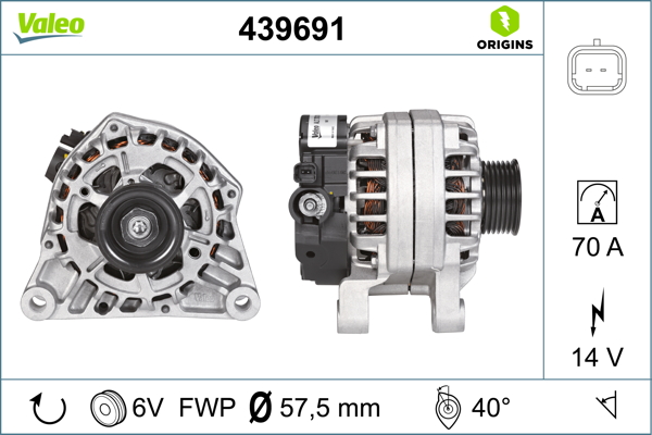 Alternator PEUGEOT EXPERT caroserie (222) 2.0 benzina 136 cai VALEO 439691