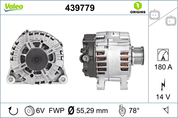 Alternator PEUGEOT EXPERT caroserie (VF3A_, VF3U_, VF3X_) 2.0 HDi 100 diesel 98 cai VALEO 439779