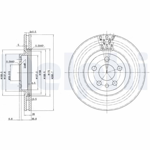 Disc frana PEUGEOT EXPERT caroserie (222) 1.9 D diesel 70 cai DELPHI BG2844