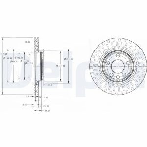 Disc frana PEUGEOT EXPERT caroserie (222) 1.9 D diesel 70 cai DELPHI BG3222