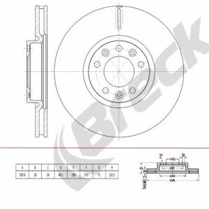 Disc frana PEUGEOT RIFTER 1.6 HDi 92 diesel 92 cai BRECK BR 446 VA100