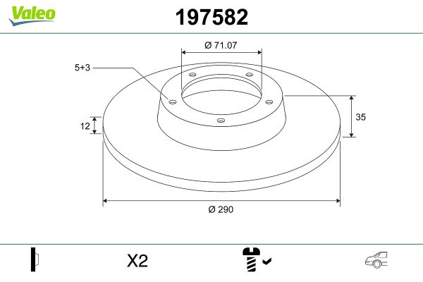 Disc frana PEUGEOT EXPERT caroserie (V_) 2.0 BlueHDi 145 diesel 144 cai VALEO 197582