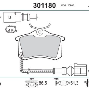 Placute frana PEUGEOT 405 I (15B) 1.9 Injection benzina 105 cai VALEO 301180