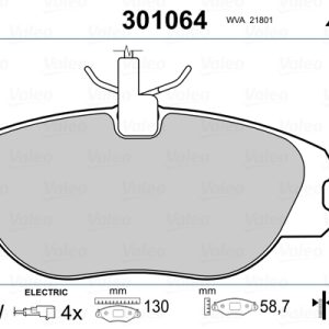 Placute frana PEUGEOT EXPERT platou / sasiu (223) 1.9 D diesel 69 cai VALEO 301064
