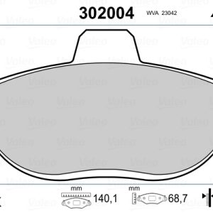 Placute frana PEUGEOT EXPERT platou / sasiu (223) 2.0 HDI diesel 109 cai VALEO 302004