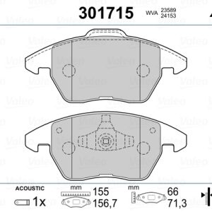 Placute frana PEUGEOT RCZ 1.6 16V benzina 156 cai VALEO 301715