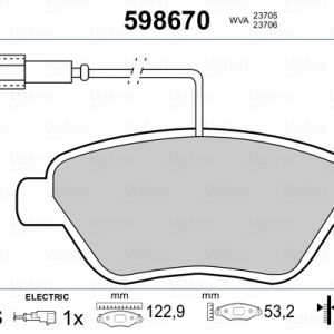 Placute frana PEUGEOT BIPPER TEPEE 1.4 benzina 73 cai VALEO 598670
