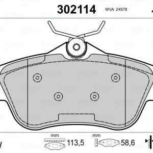 Placute frana PEUGEOT EXPERT caroserie (VF3A_, VF3U_, VF3X_) 2.0 HDi 120 diesel 120 cai VALEO 302114