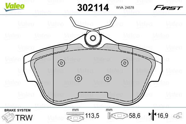 Placute frana PEUGEOT EXPERT caroserie (VF3A_, VF3U_, VF3X_) 2.0 HDi 140 diesel 136 cai VALEO 302114