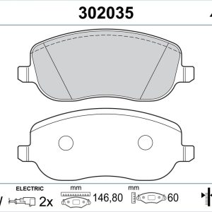 Placute frana PEUGEOT EXPERT caroserie (222) 2.0 HDI diesel 109 cai VALEO 302035