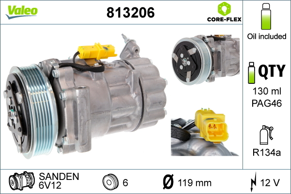 Compresor climatizare PEUGEOT BIPPER (AA_) 1.4 benzina 73 cai VALEO 813206