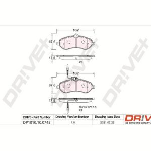 Placute frana PEUGEOT EXPERT caroserie (VF3A_, VF3U_, VF3X_) 2.0 HDi 140 diesel 136 cai DRIVE DP1010.10.0743