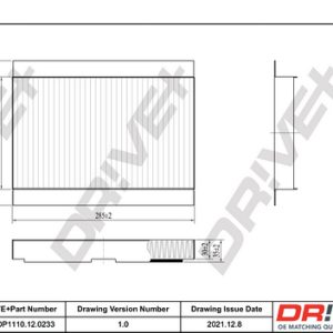 Filtru polen PEUGEOT RCZ 1.6 16V benzina 156 cai DRIVE DP1110.12.0233