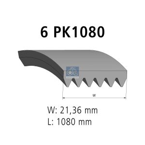 Curea transmisie cu caneluri PEUGEOT EXPERT (224_) 1.8 benzina 101 cai DT SPARE PARTS 6.31512