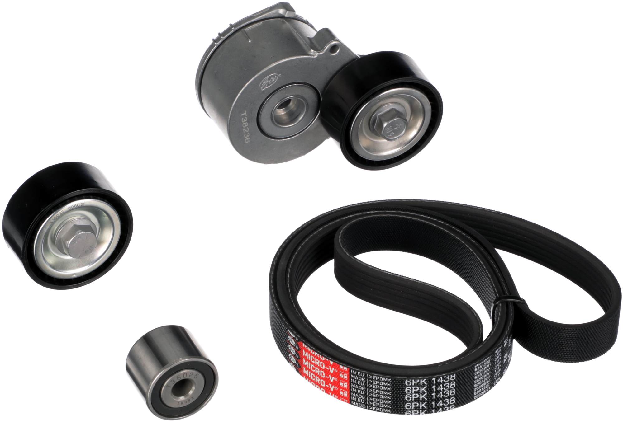 Set curea transmisie cu caneluri PEUGEOT EXPERT caroserie (222) 1.9 D 70 diesel 69 cai GATES K016PK1438