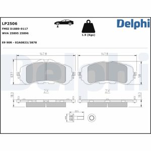 Placute frana PEUGEOT RIFTER 1.5 BlueHDi 130 diesel 130 cai DELPHI LP2506