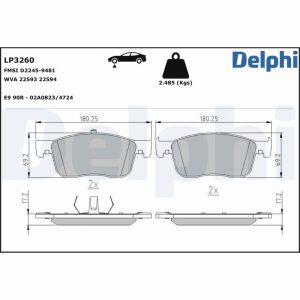Placute frana PEUGEOT EXPERT bus (V_) 2.0 BlueHDi 150 diesel 150 cai DELPHI LP3260