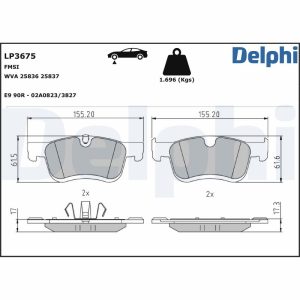 Placute frana PEUGEOT RIFTER 1.2 PureTech 110 benzina 110 cai DELPHI LP3675
