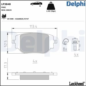 Placute frana PEUGEOT EXPERT caroserie (V_) E-EXPERT HYDROGEN hidrogen 136 cai DELPHI LP3848