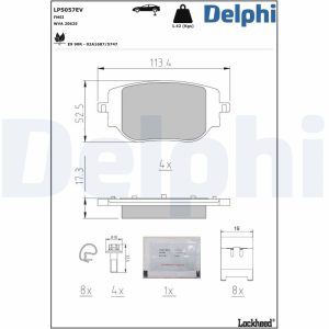 Placute frana PEUGEOT EXPERT bus (V_) E-EXPERT electric 136 cai DELPHI LP5057EV