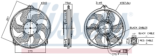 Ventilator radiator PEUGEOT EXPERT caroserie (VF3A_, VF3U_, VF3X_) 1.6 HDi 90 16V diesel 90 cai NISSENS 850073