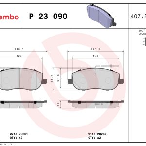 Placute frana PEUGEOT EXPERT platou / sasiu (223) 1.9 TD diesel 90 cai BREMBO P 23 090