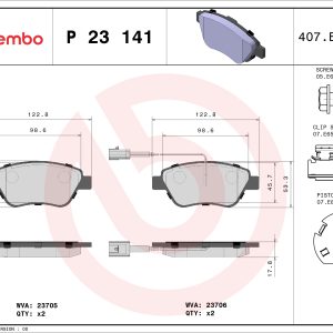 Placute frana PEUGEOT BIPPER TEPEE 1.3 HDi 75 diesel 75 cai BREMBO P 23 141