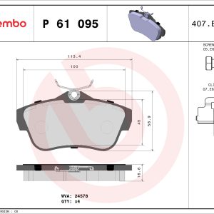 Placute frana PEUGEOT EXPERT TEPEE (VF3X_) 1.6 HDi 90 8V diesel 90 cai BREMBO P 61 095