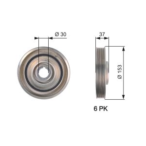 Fulie curea arbore cotit PEUGEOT EXPERT TEPEE (VF3X_) 2.0 HDi 130 diesel 128 cai GATES TVD1090