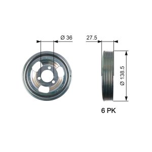 Fulie curea arbore cotit PEUGEOT RCZ 1.6 THP 270 benzina 270 cai GATES TVD1117