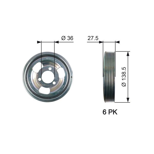 Fulie curea arbore cotit PEUGEOT RCZ 1.6 THP 270 benzina 270 cai GATES TVD1117