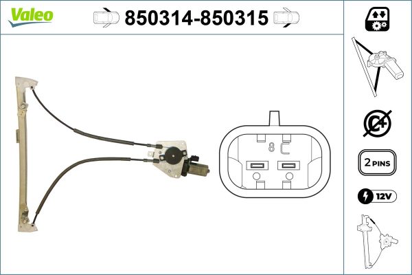 Mecanism actionare geam PEUGEOT 106 II (1A_, 1C_) 1.1 i benzina 60 cai VALEO 850314