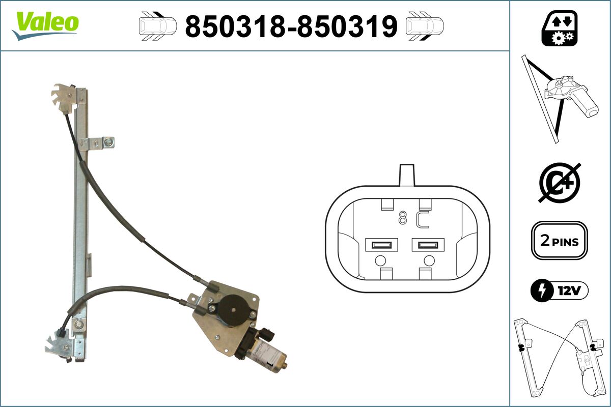 Mecanism actionare geam PEUGEOT 306 (7B, N3, N5) 1.9 SLD diesel 64 cai VALEO 850318