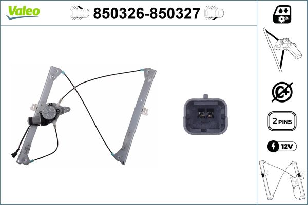 Mecanism actionare geam PEUGEOT 206 hatchback (2A/C) 1.4 HDi eco 70 diesel 68 cai VALEO 850326