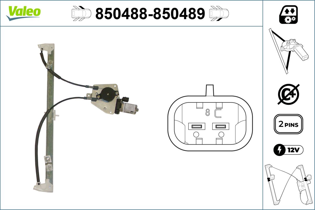 Mecanism actionare geam PEUGEOT 806 (221) 2.0 16V benzina 136 cai VALEO 850488