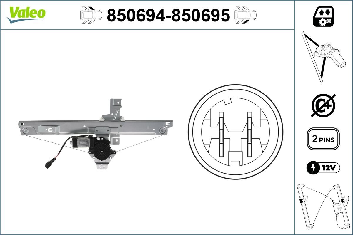 Mecanism actionare geam PEUGEOT 207 SW (WK_) 1.4 16V benzina 98 cai VALEO 850694