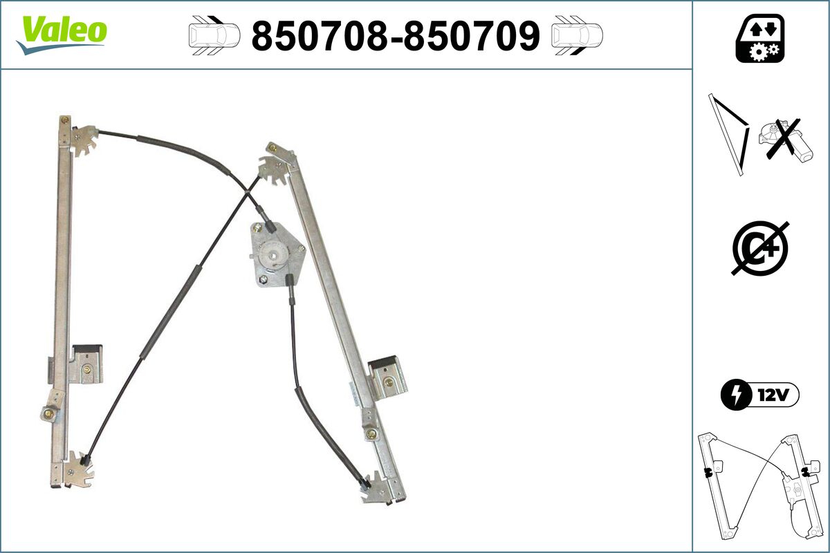 Mecanism actionare geam PEUGEOT 807 (EB_) 2.2 HDi diesel 128 cai VALEO 850708