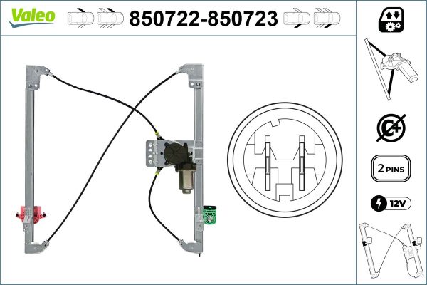 Mecanism actionare geam PEUGEOT EXPERT caroserie (VF3A_, VF3U_, VF3X_) 2.0 HDi 130 diesel 128 cai VALEO 850722
