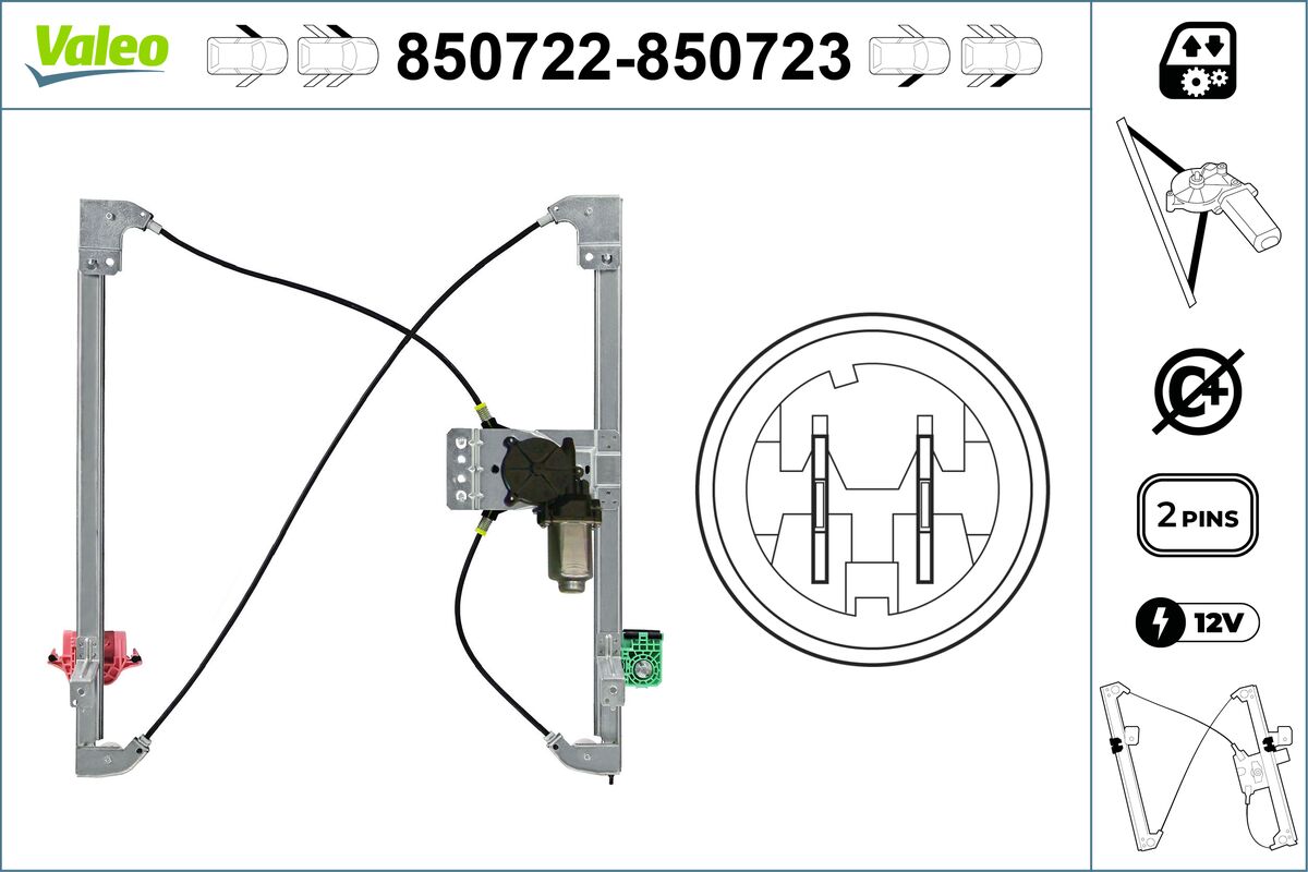 Mecanism actionare geam PEUGEOT EXPERT platou / sasiu 2.0 HDi 140 diesel 136 cai VALEO 850722