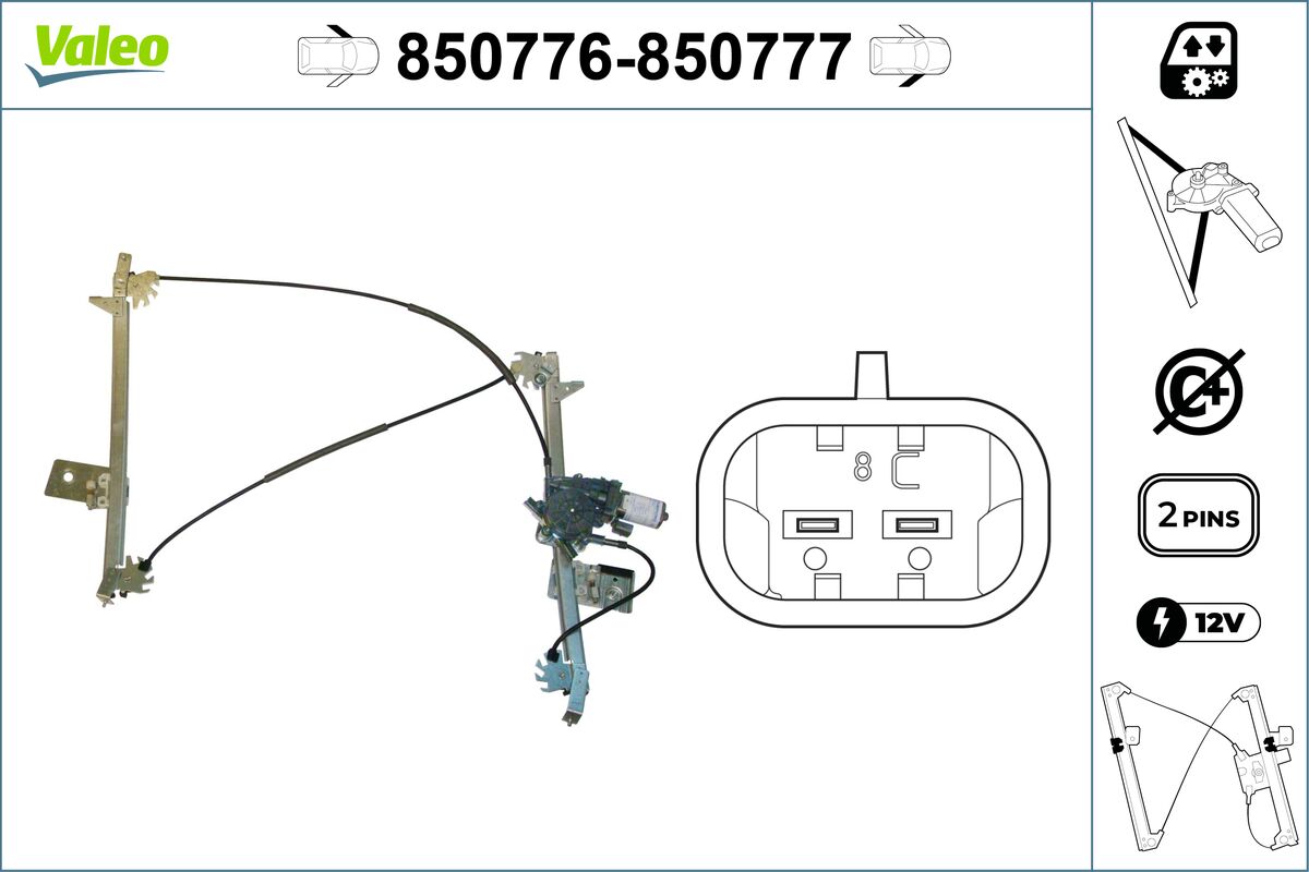Mecanism actionare geam PEUGEOT 206 CC (2D) 1.6 benzina 110 cai VALEO 850776