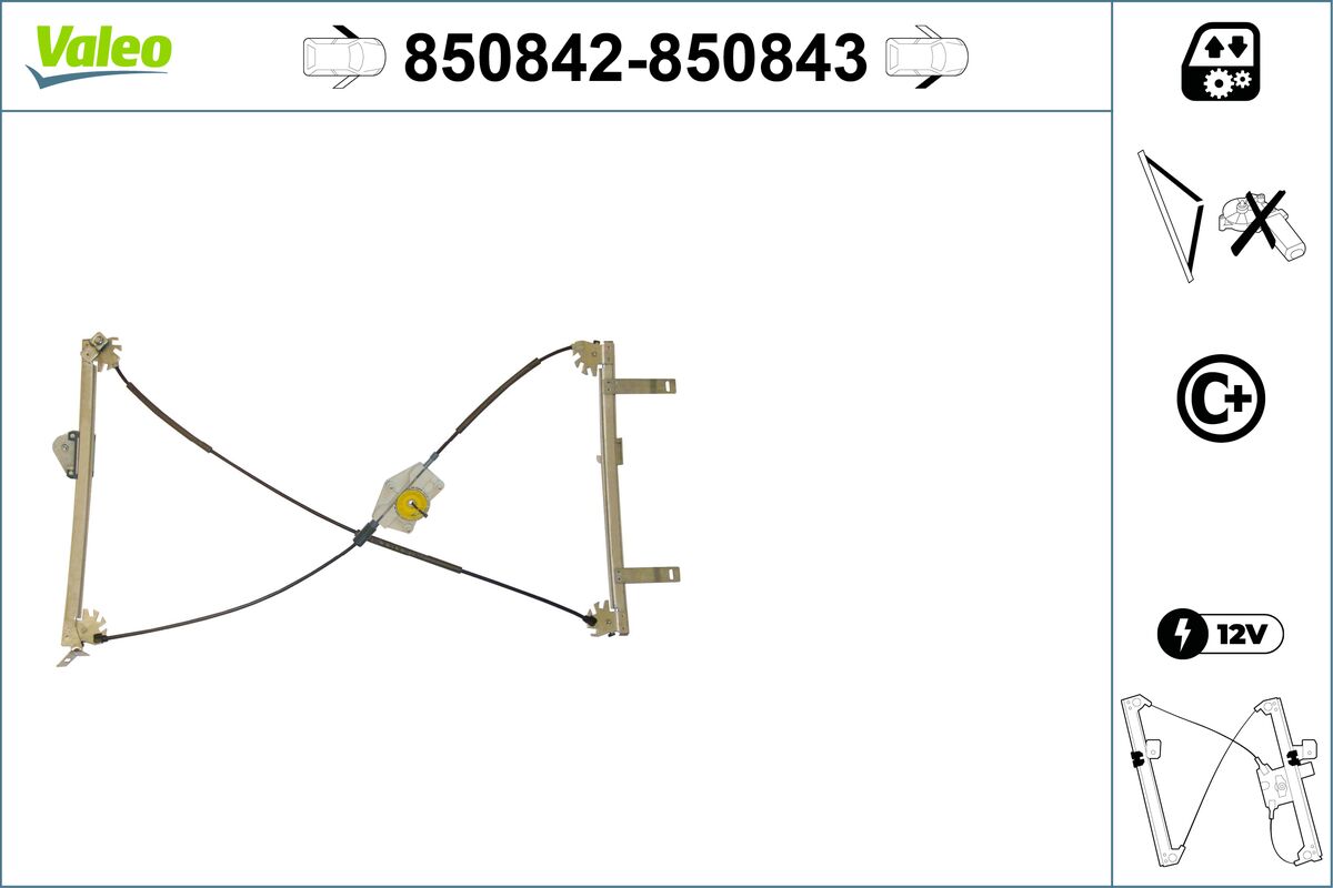 Mecanism actionare geam PEUGEOT 307 CC (3B) 2.0 HDi 135 diesel 136 cai VALEO 850842