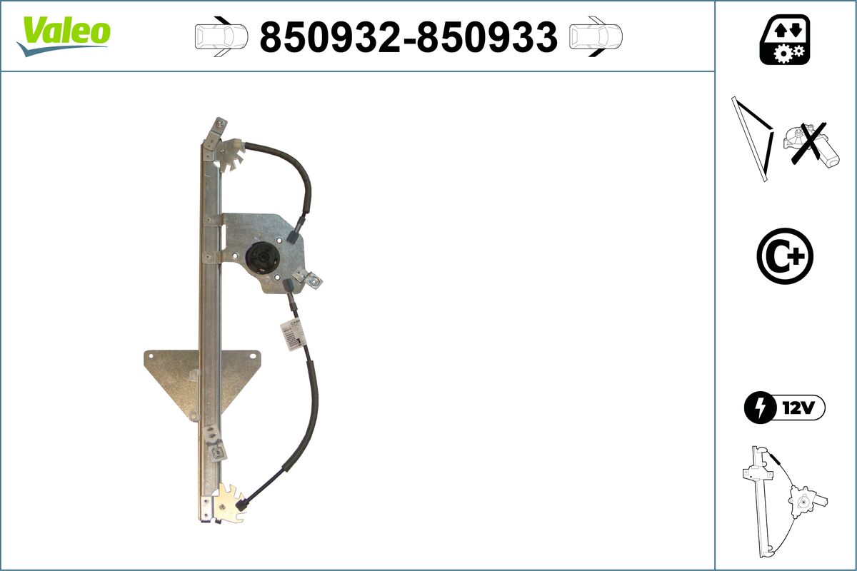 Mecanism actionare geam PEUGEOT PARTNER TEPEE 1.6 HDi 90 diesel 92 cai VALEO 850932