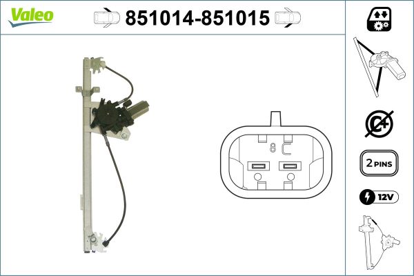 Mecanism actionare geam PEUGEOT BOXER bus 3.0 HDi 160 diesel 156 cai VALEO 851014
