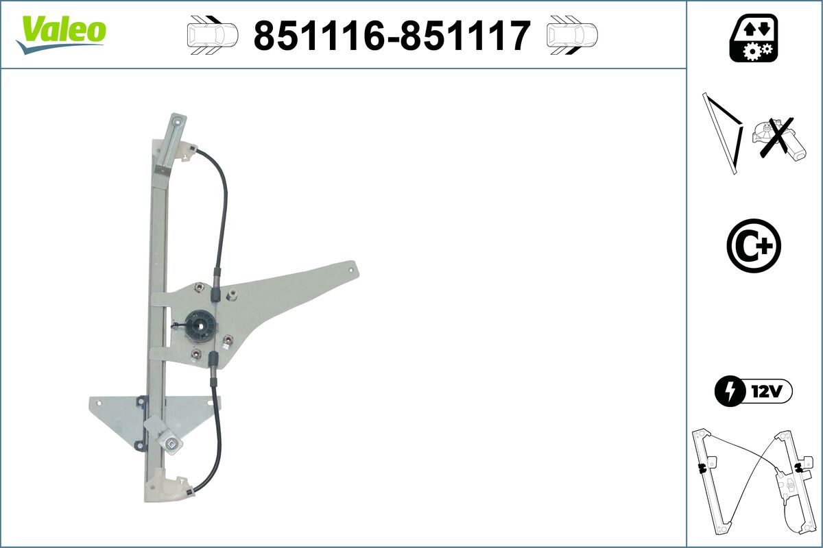 Mecanism actionare geam PEUGEOT 3008 I microbus (0U_) 2.0 HDi 150 / BlueHDi 150 diesel 150 cai VALEO 851116