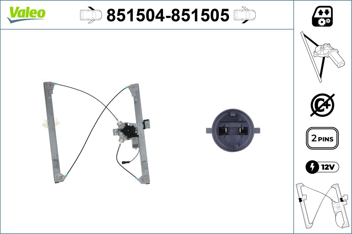 Mecanism actionare geam PEUGEOT EXPERT platou / sasiu 2.0 HDi 165 diesel 163 cai VALEO 851504