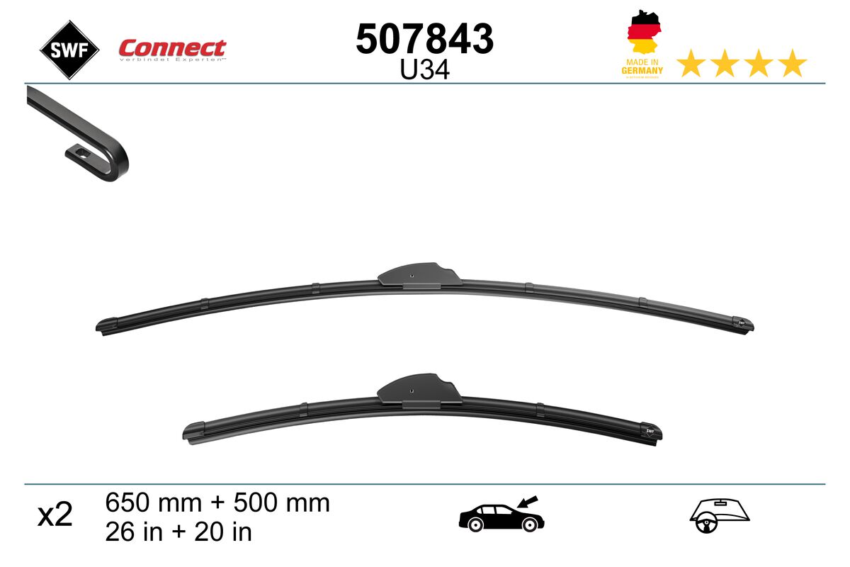 Lamela stergator PEUGEOT EXPERT platou / sasiu 1.6 HDi 90 16V diesel 90 cai SWF 507843