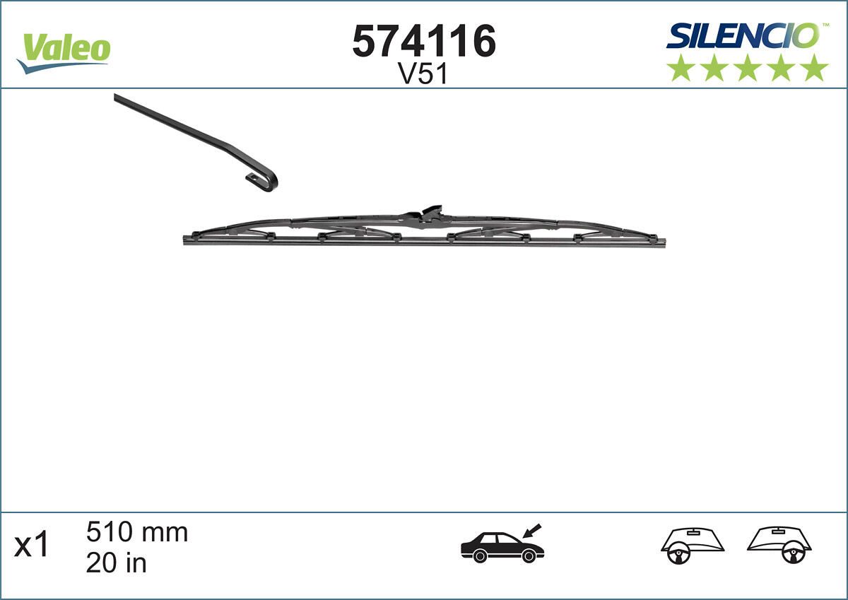 Lamela stergator PEUGEOT EXPERT caroserie (VF3A_, VF3U_, VF3X_) 2.0 16V benzina 140 cai VALEO 574116