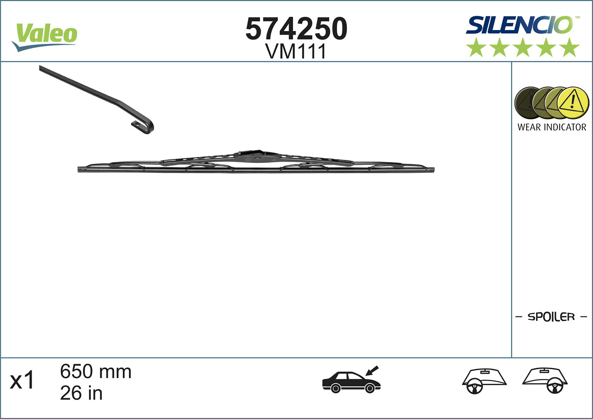 Lamela stergator PEUGEOT EXPERT caroserie (VF3A_, VF3U_, VF3X_) 2.0 16V benzina 140 cai VALEO 574250