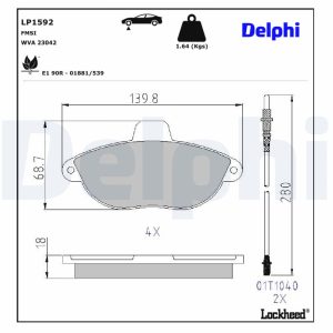 Set placute frana DELPHI LP1592 – imagine produs