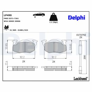 Set placute frana DELPHI LP490 – PEOUGET | AutoRival